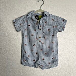 Mick Mack Button Down Bulldog Baby Boy Romper Size 12 Months
